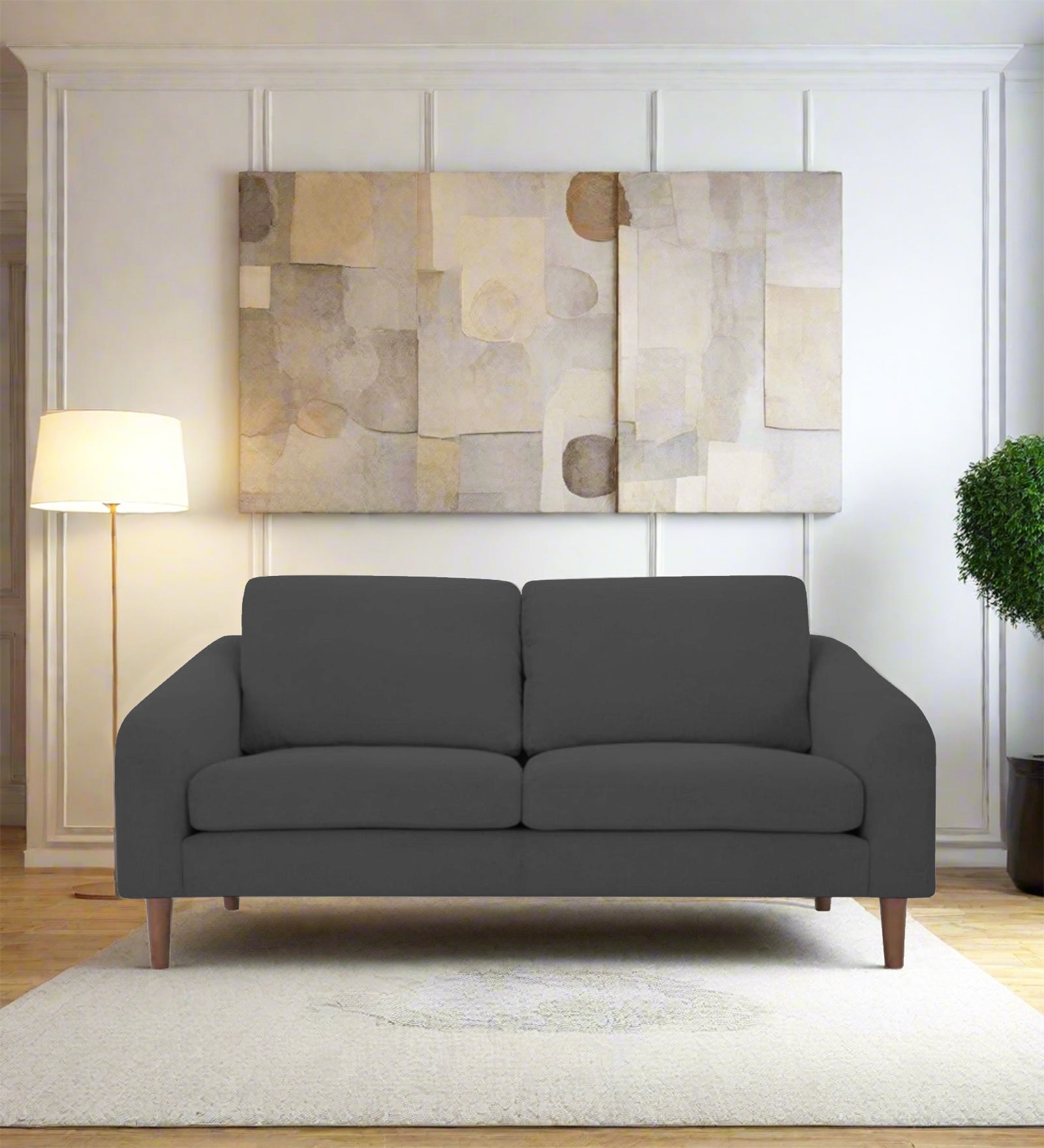 Elara Fabric 2 Seater Sofa in Stone Grey Colour - Febonic Living