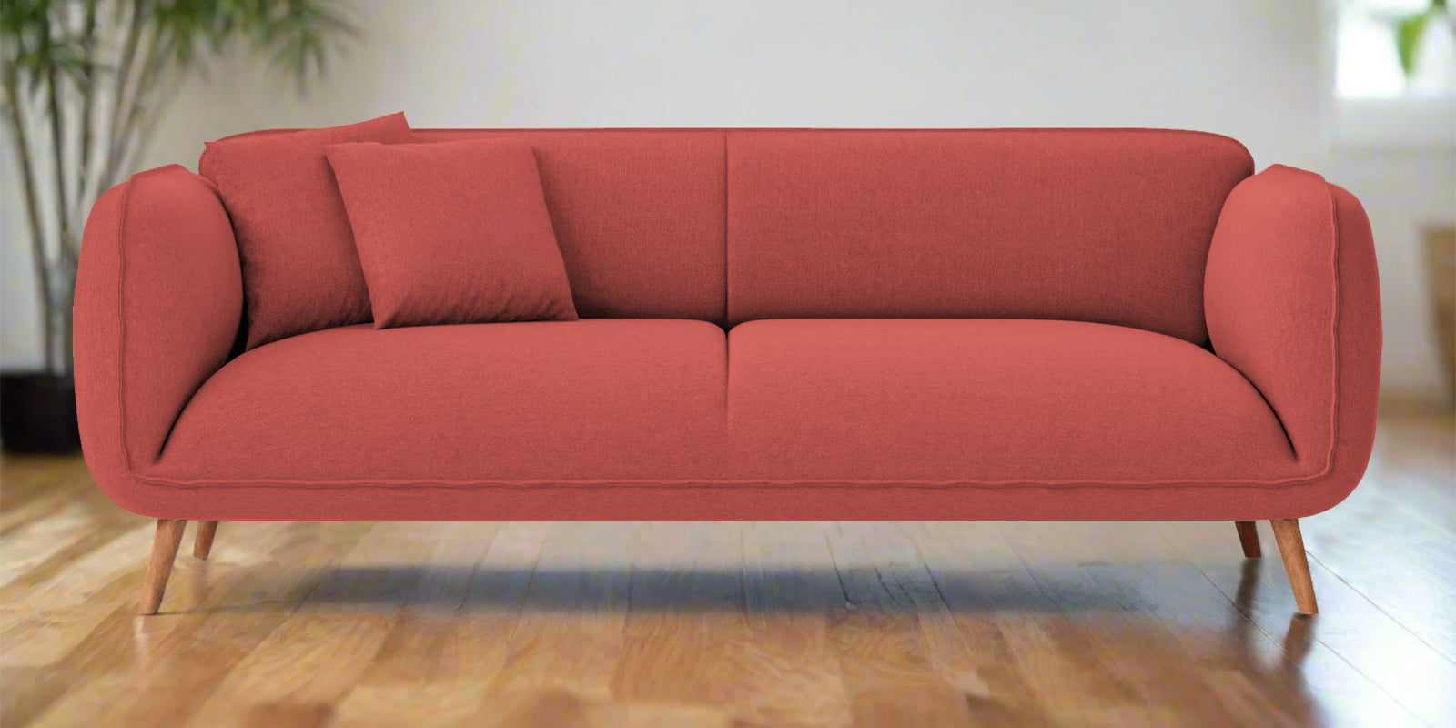 Zia Fabric 3 Seater Sofa In Salmon Pink Colour