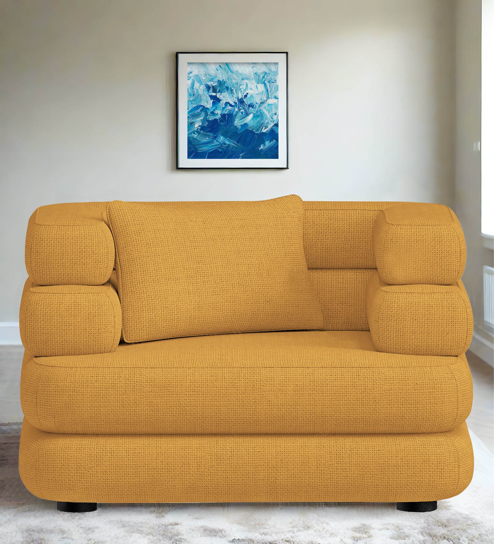 Wener Fabric 1 Seater Sofa in Corn Yellow Colour