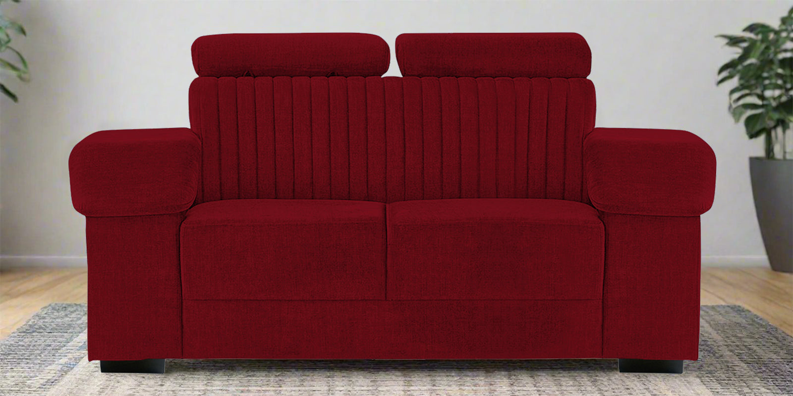 Draco Fabric 2 Seater Sofa In Ruby Red Colour