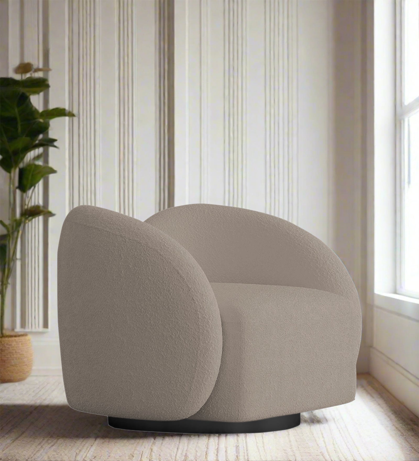 Miles Boucle Fabric Swivel Chair in Macy Grey Colour