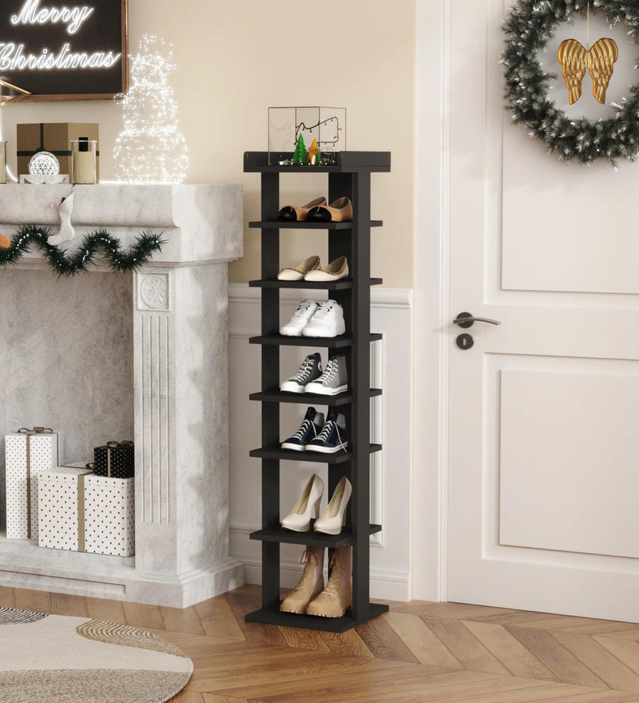 Monis Shoe Rack In Frosty White And Wenge Finish - Febonic Living