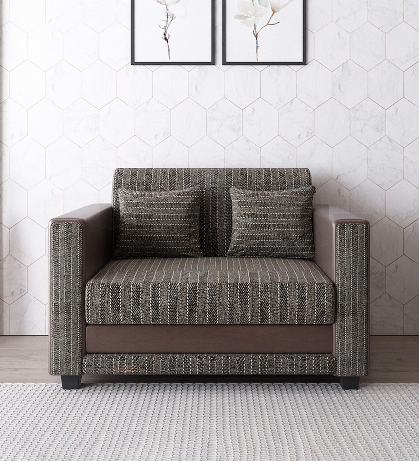 Juno Fabric 2 Seater Sofa In Lama Brown Colour - Febonic Living