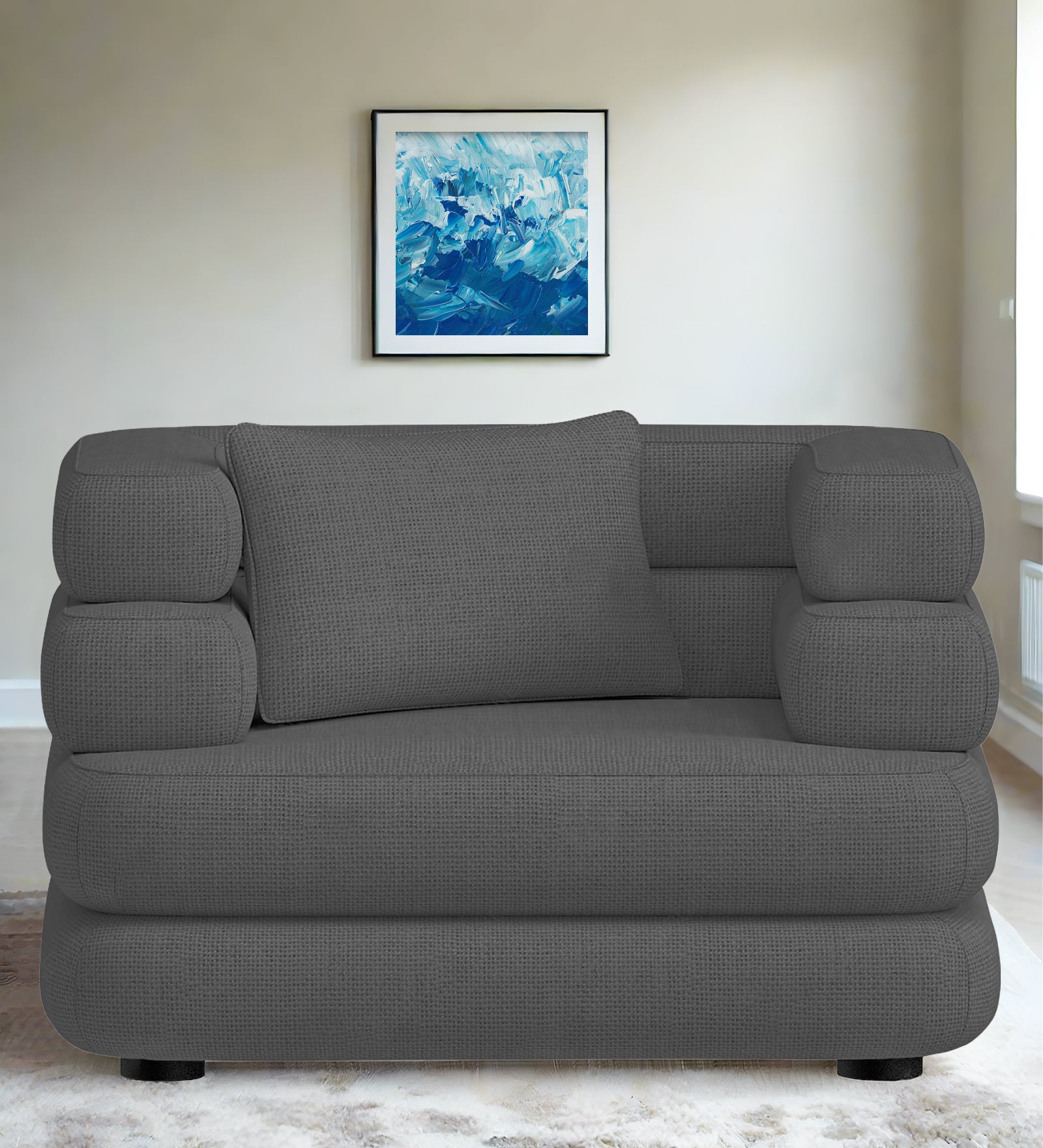 Wener Fabric 1 Seater Sofa in Stone Grey Colour