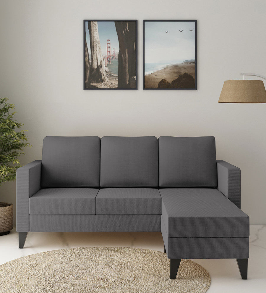 Nori  LHS  (2+Lounger) Fabric Sectional Sofa - Sudo Grey by Febonic Living