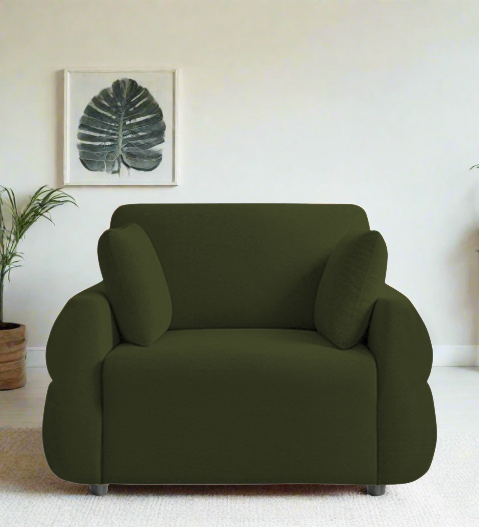 Jack Fabric 1 Seater Sofa In Olive Green Colour