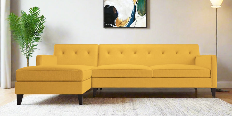 Miller Fabric Rhs Sectional Sofa 3 Lounger In Bold Yellow Colour - Febonic Living