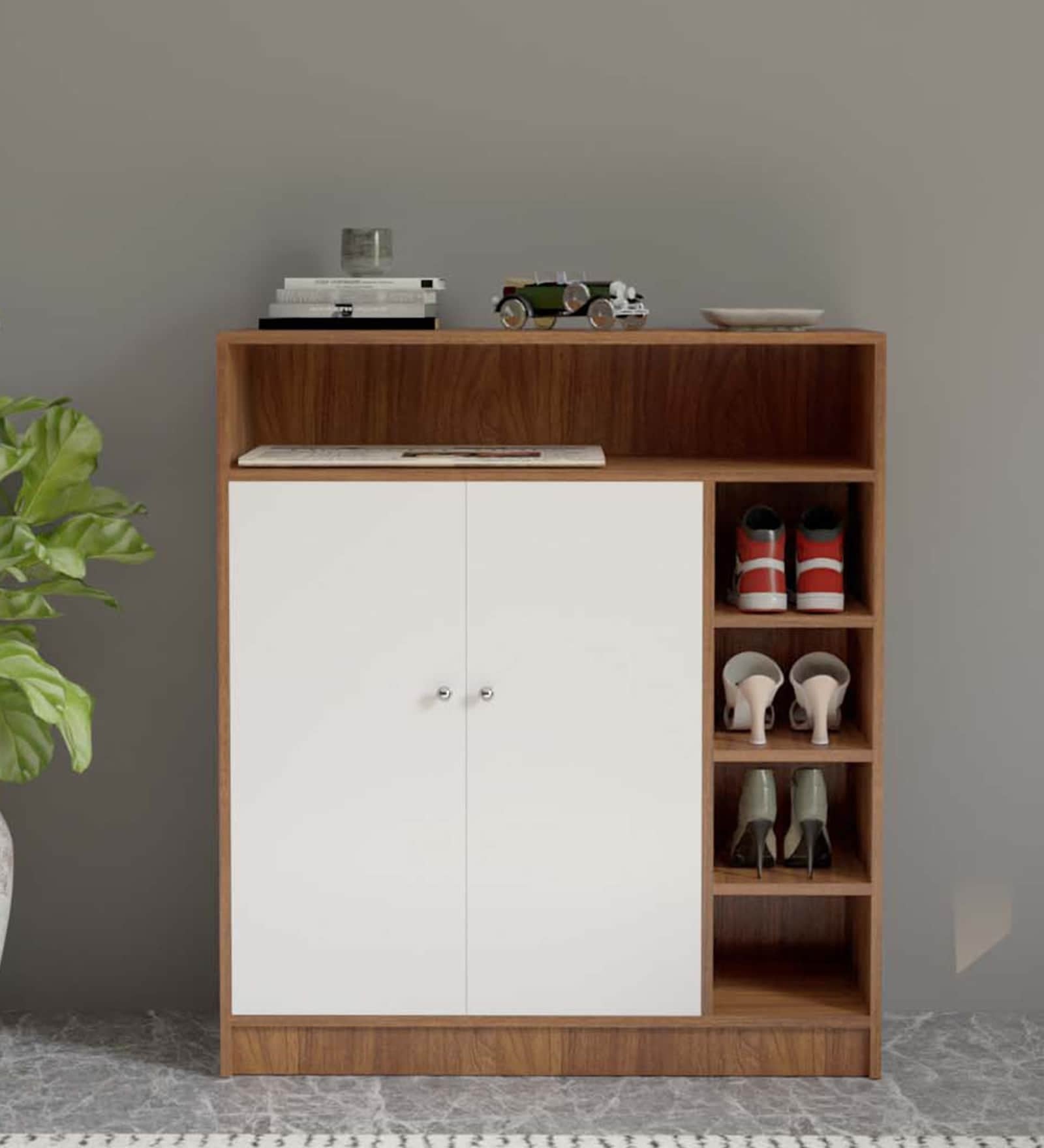 Hamp Shoe Rack in Oral Walnut Finish