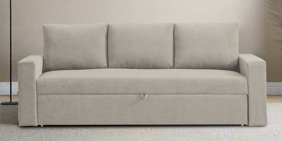 Kara Fabric 3 Seater Pull Out Sofa Cum Bed In Ash Grey Colour - Febonic Living