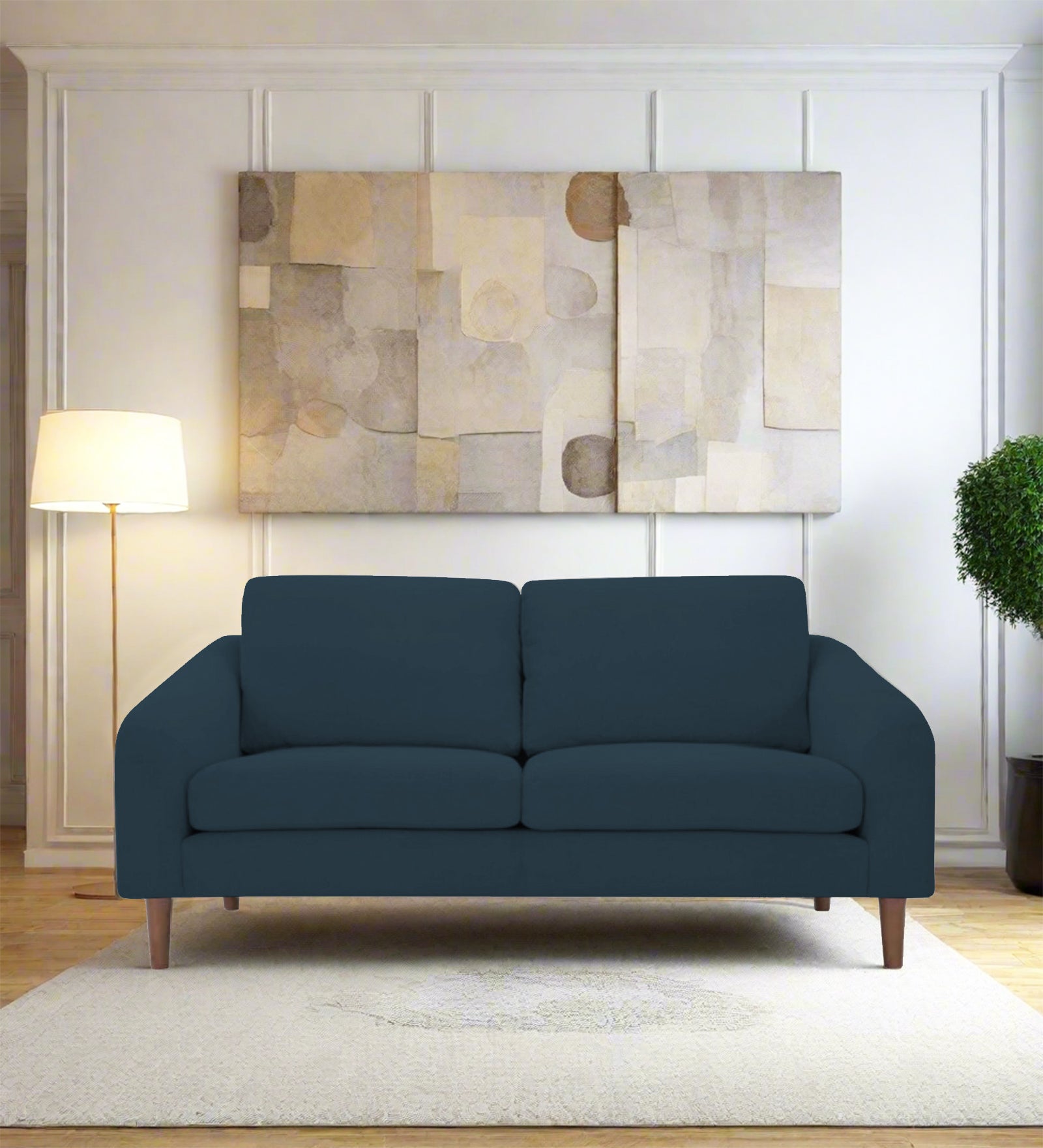Elara Fabric 2 Seater Sofa in Cool Blue Colour - Febonic Living