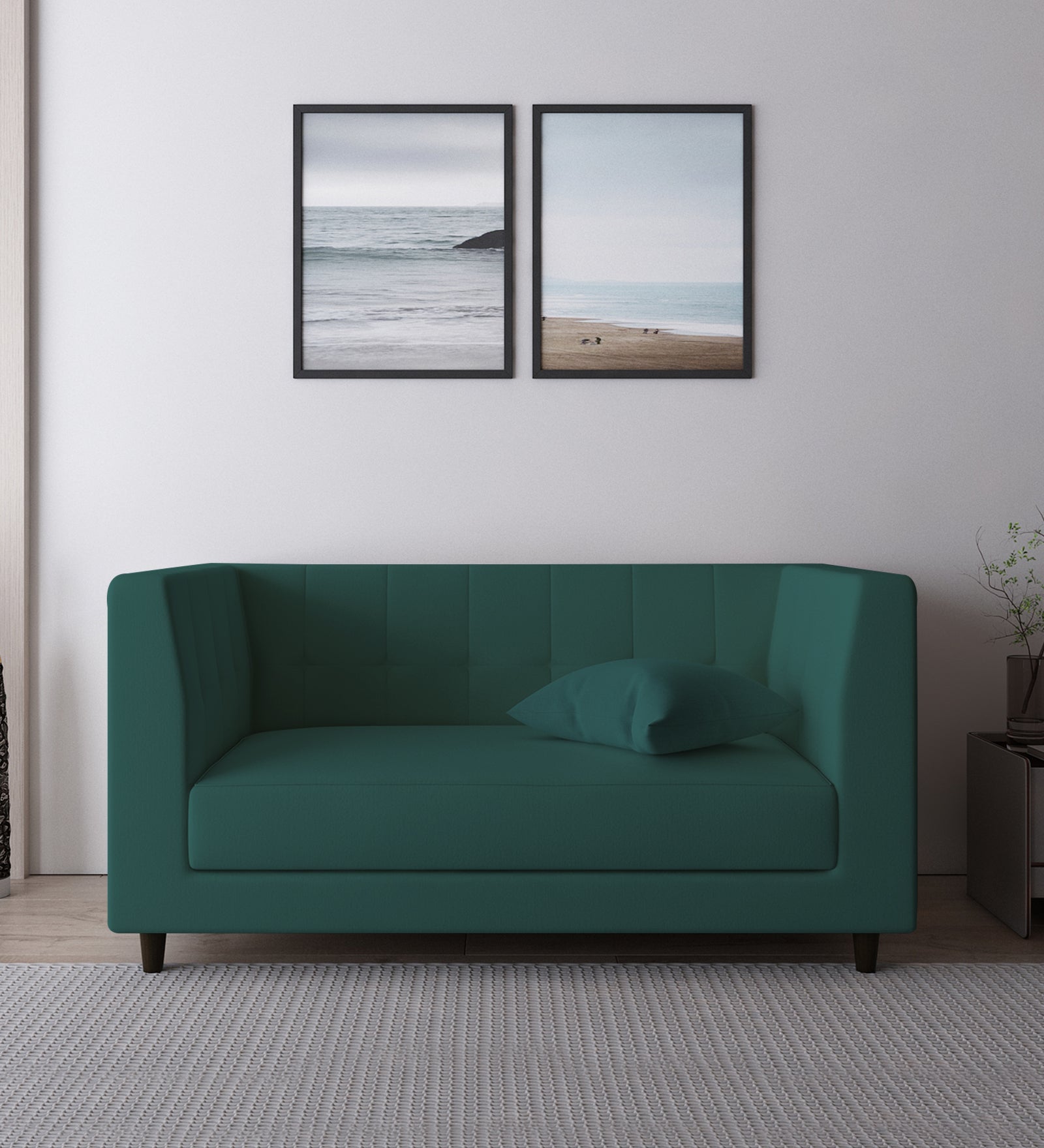 Rubi Velvet 2 Seater Sofa In Pine Green Colour