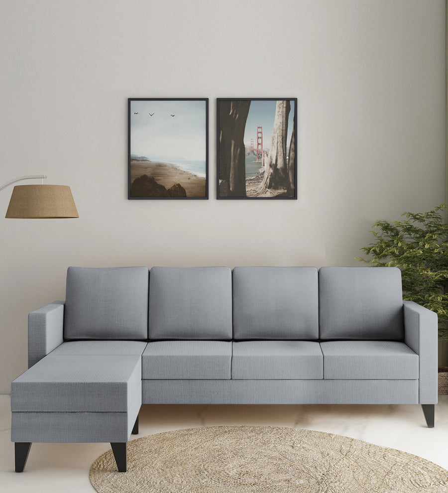 Nori  RHS  (3+Lounger) Fabric Sectional Sofa - Coin Grey by Febonic Living