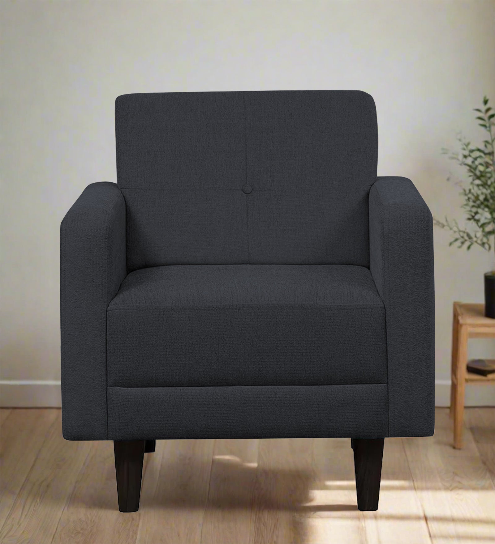 Noha Fabric 1 Seater Sofa in Charcoal Grey Colour