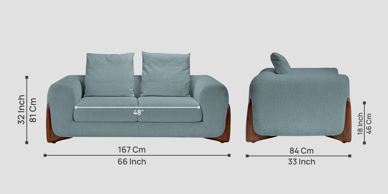 Boko Boucle 2 Seater Sofa In Stormy Blue Colour - Febonic Living