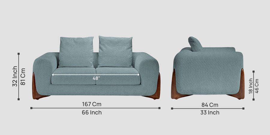Boko Boucle 2 Seater Sofa In Stormy Blue Colour - Febonic Living