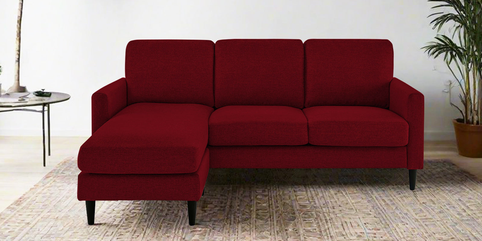 Romie Fabric RHS Sectional Sofa (2+Lounger) In Ruby Red Colour - Febonic Living