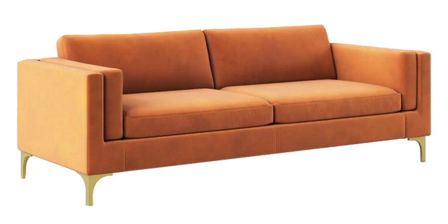 Limo Velvet 3 Seater Sofa In Tangerine Orange Colour - Febonic Living