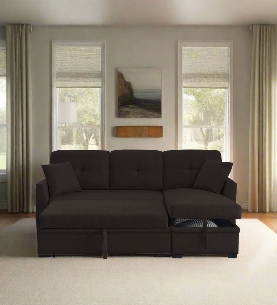 Jody  3 Seater Pull Out  Cum Bed Fabric Sofa - Cara Brown by Febonic Living