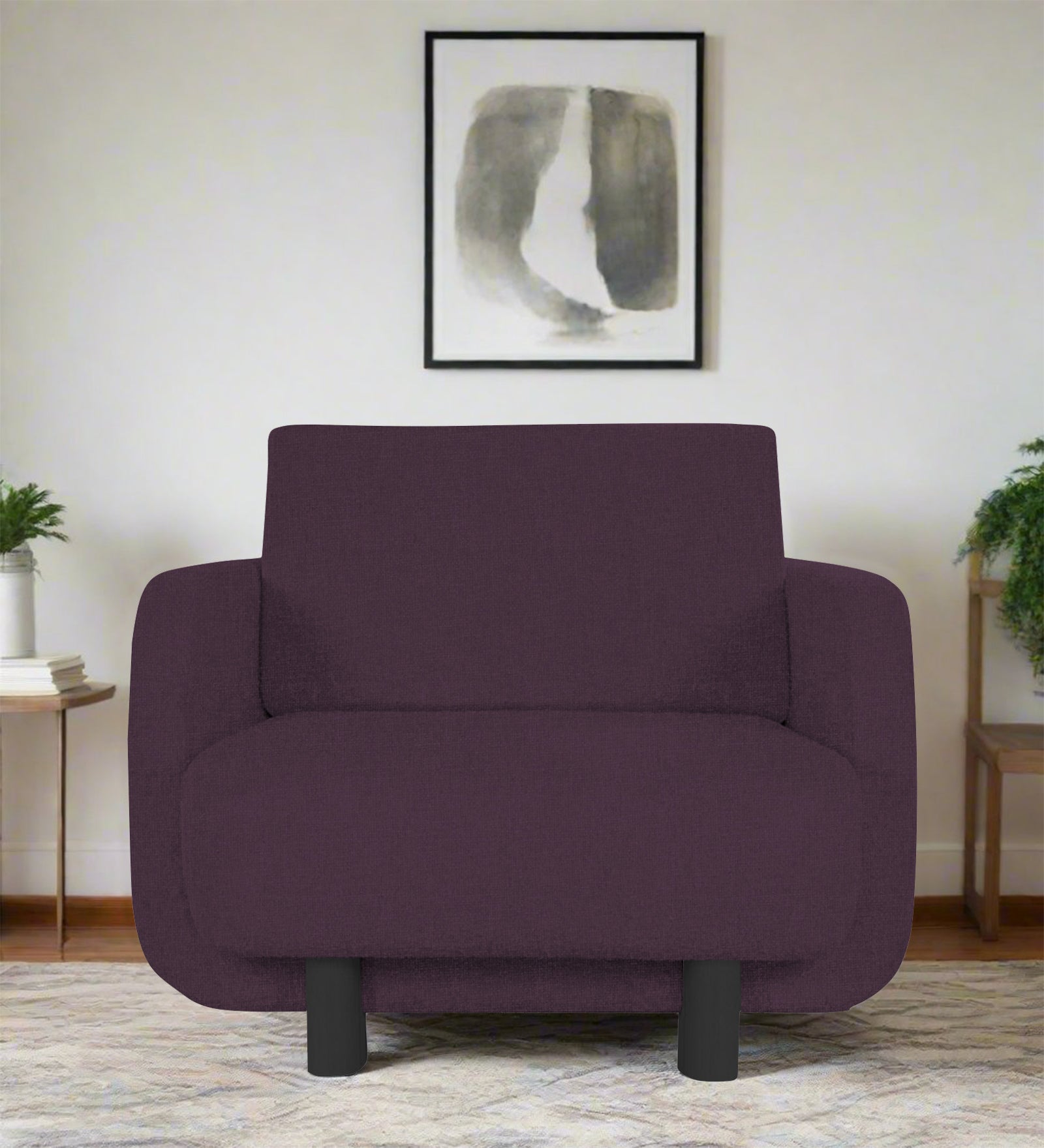 Amara Fabric 1 Seater Sofa In Greek Purple Colour