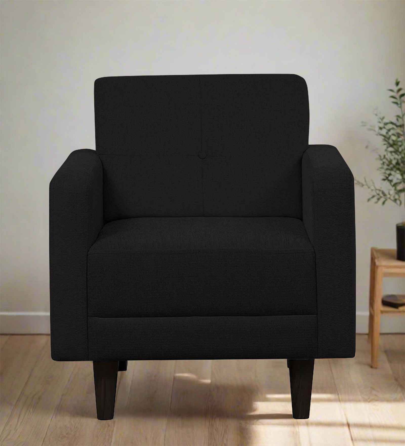Noha Fabric 1 Seater Sofa in Zed Black Colour