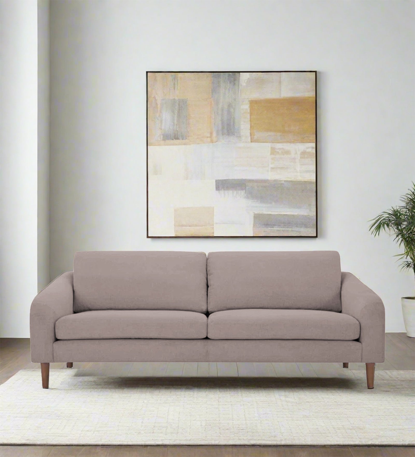 Elara Fabric 3 Seater Sofa in Almond Beige Colour - Febonic Living