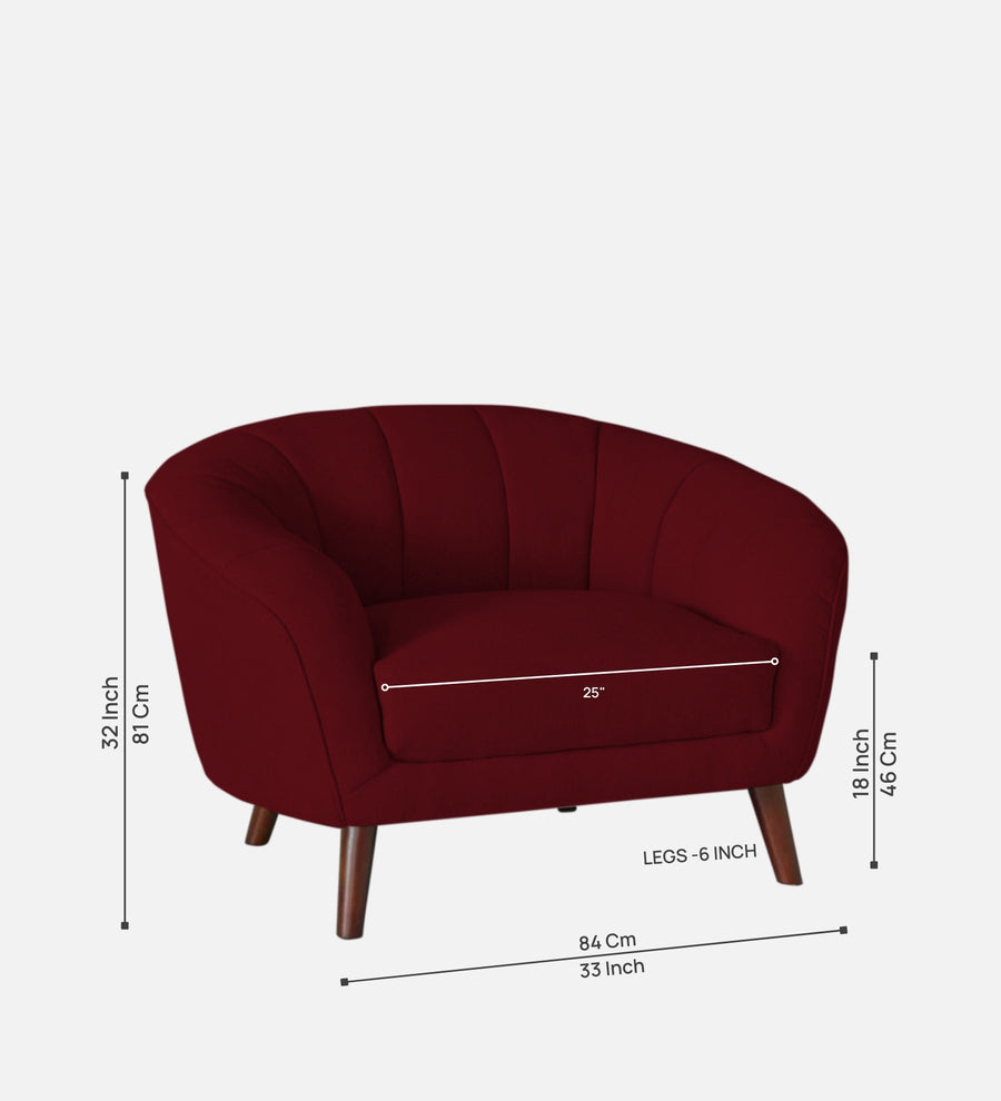 Benjamin Fabric 1 Seater Sofa In Ruby Red Colour - Febonic Living