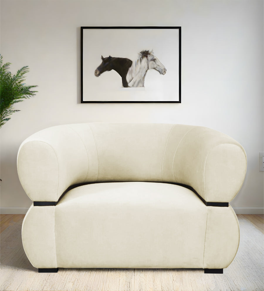 Kula  1 Seater Velvet Sofa - Warm white by Febonic Living