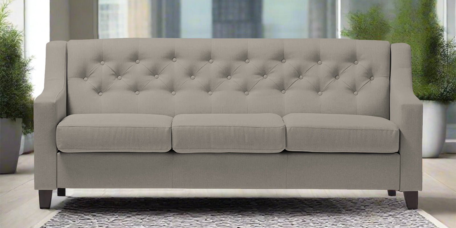 Baidy Fabric 3 Seater Sofa in Ash Grey Colour