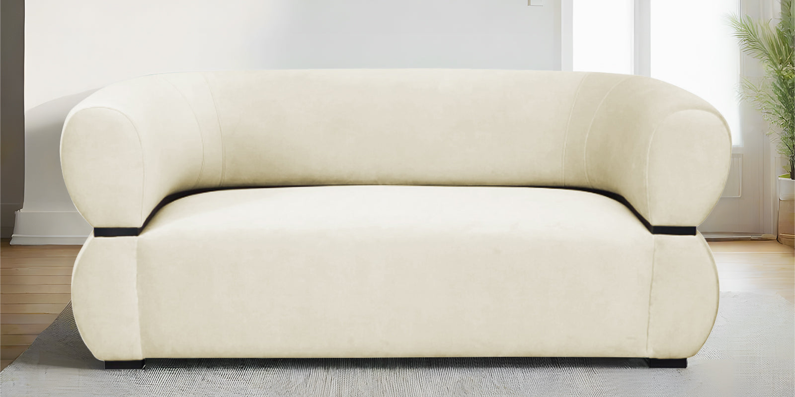 Kula Velvet 2 Seater Sofa In Warm white Colour