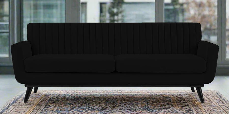 Tucker Velvet 3 Seater Sofa In Adam Black Colour - Febonic Living