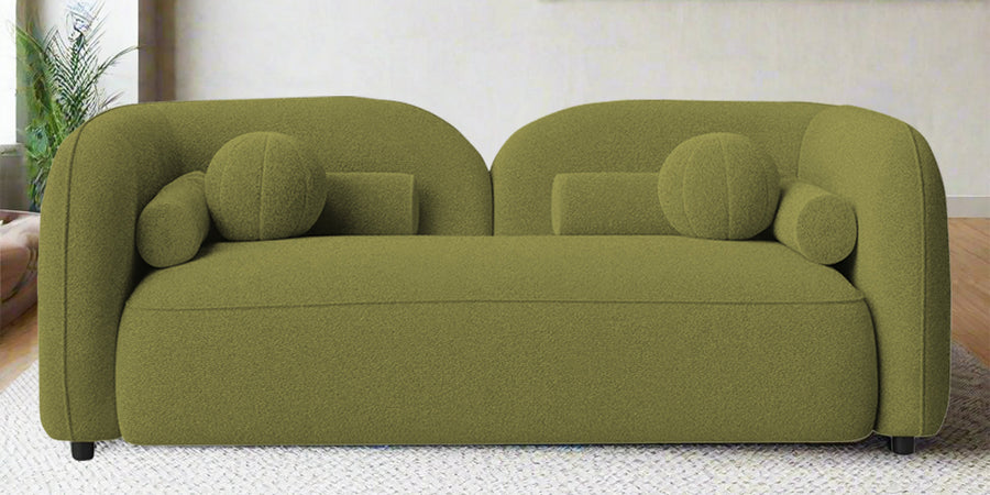 Corny Boucle Fabric 2 Seater Sofa In Apple Green Colour - Febonic Living