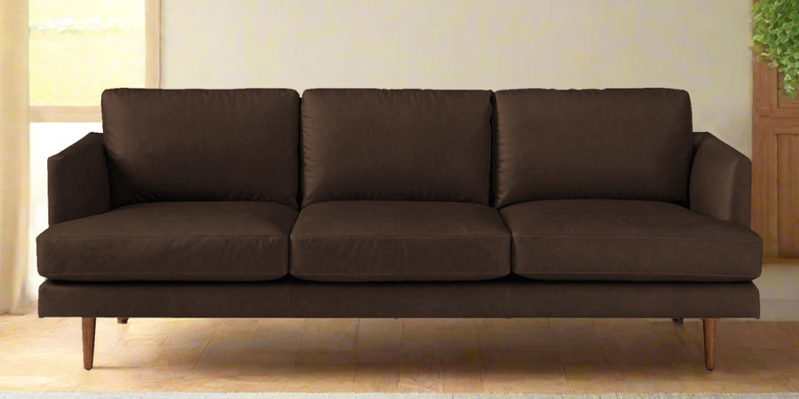 Sterio Leatherette 3 Seater Sofa In Carob Brown Colour - Febonic Living