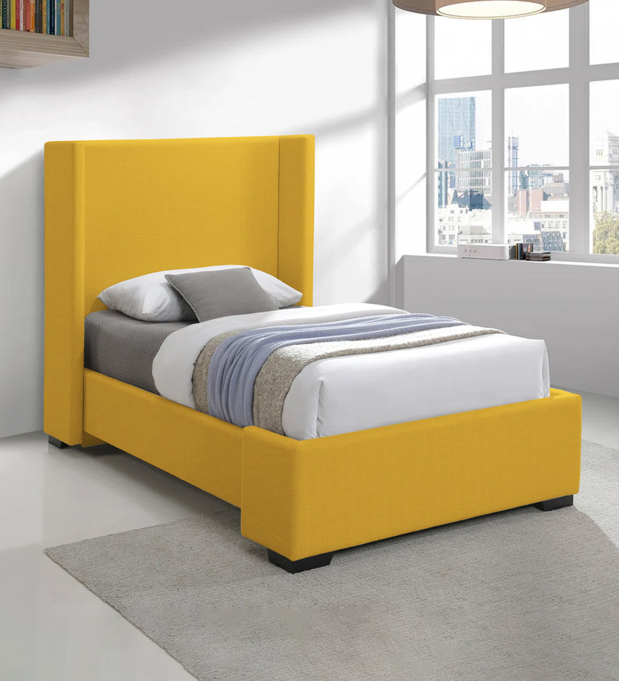 Kirby  Upholstered Fabric Single Size Bed - Bold Yellow by Febonic Living