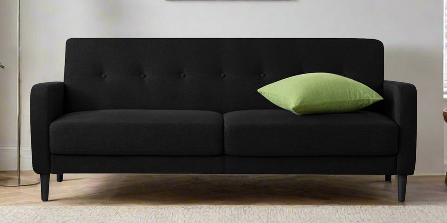 Marq Fabric 3 Seater Sofa In Zed Black Colour - Febonic Living
