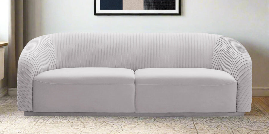 Yara Velvet Fabric 3 Seater Sofa In Concrete Grey Colour - Febonic Living