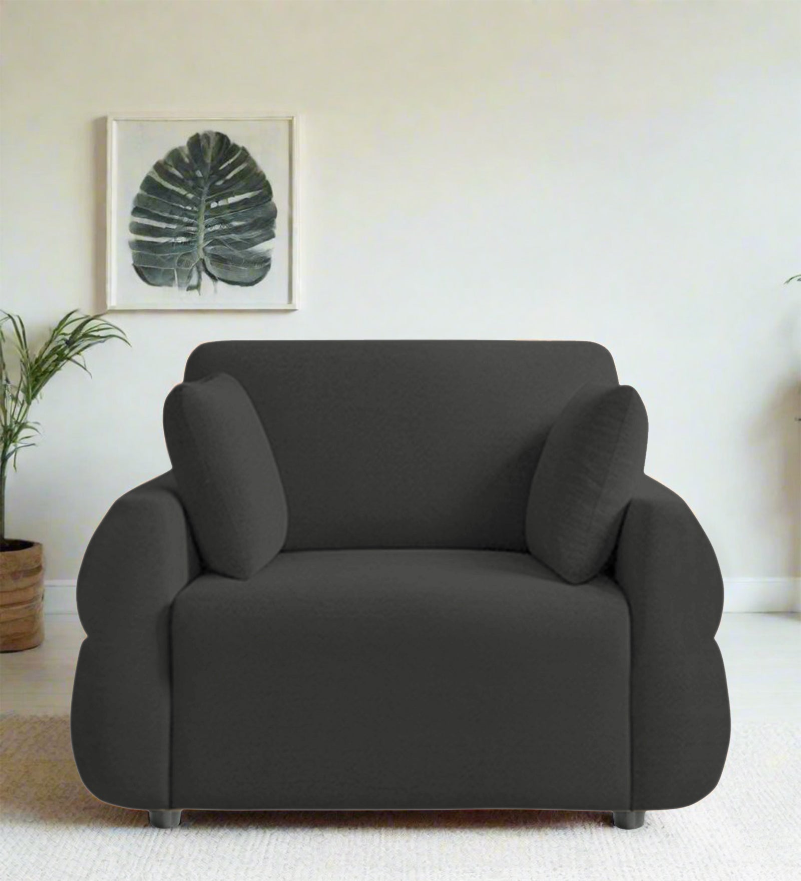 Jack Fabric 1 Seater Sofa In Charcoal Grey Colour