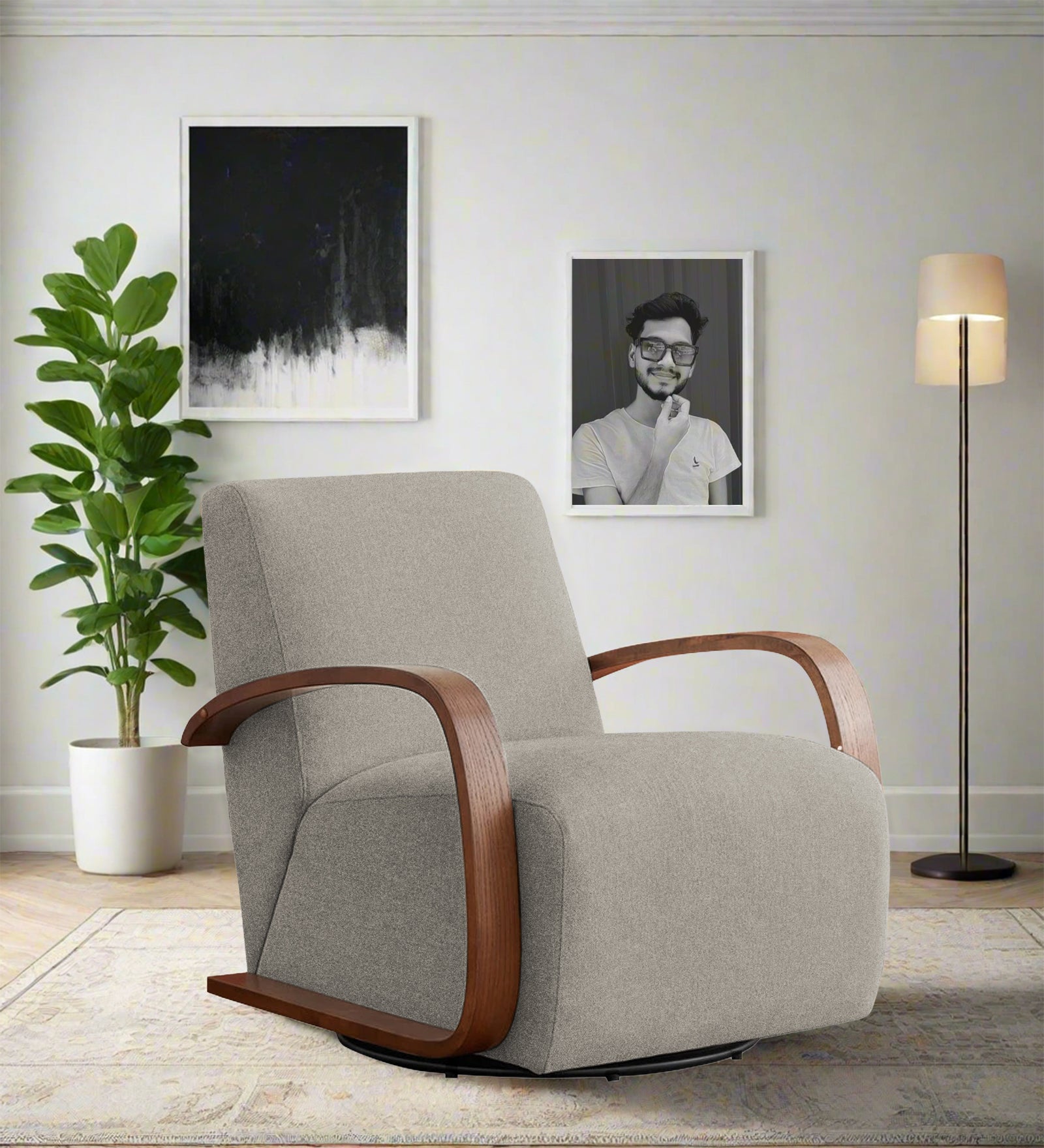 Balma Fabric Swivel Chair in Ash Grey Colour