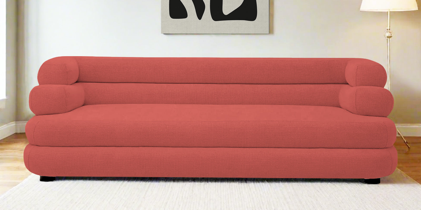 Wener Fabric 3 Seater Sofa in Salmon Pink Colour