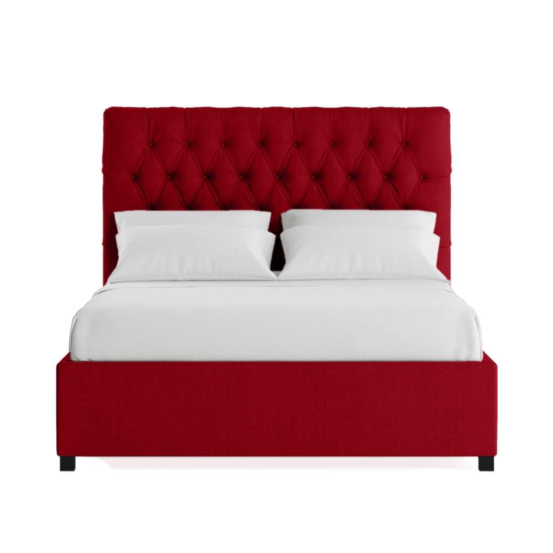 Sinu Fabric King Size Bed In Ruby Red Colour With Storage Box