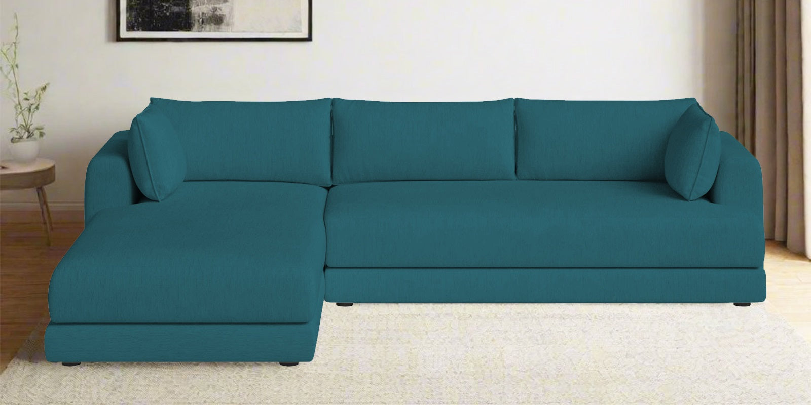 Ziggy Fabric RHS Sectional Sofa (3+Lounger) in Water Blue Colour