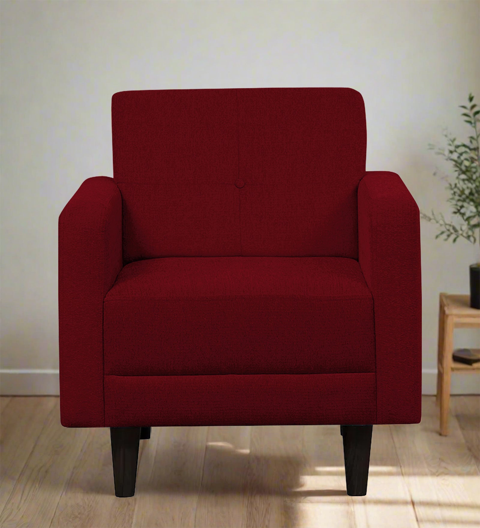 Noha Fabric 1 Seater Sofa in Ruby Red Colour