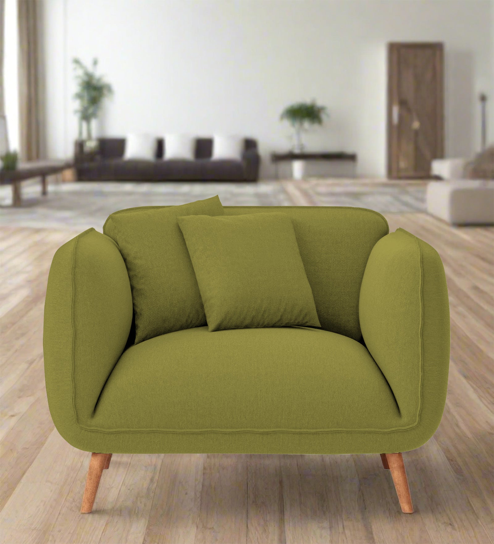 Zia Fabric 1 Seater Sofa In Kelly Green Colour