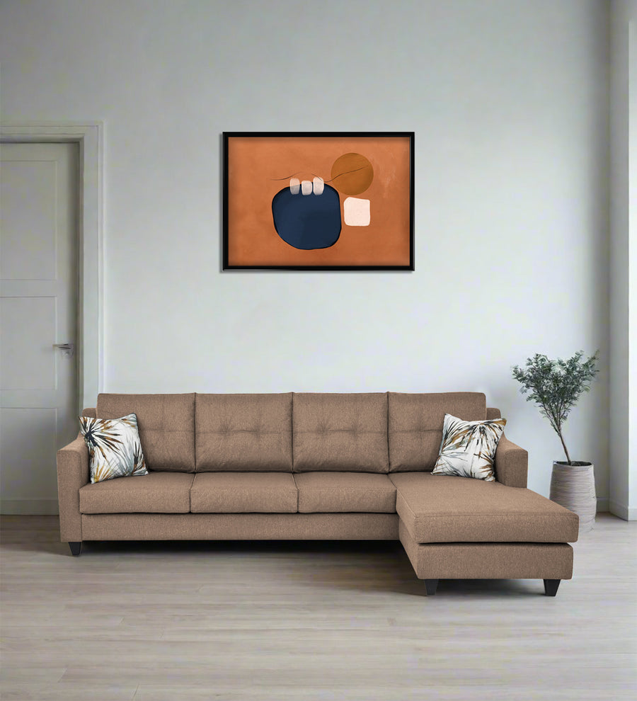 Welly  LHS  (3+Lounger) Fabric Sectional Sofa - Cookie Beige by Febonic Living