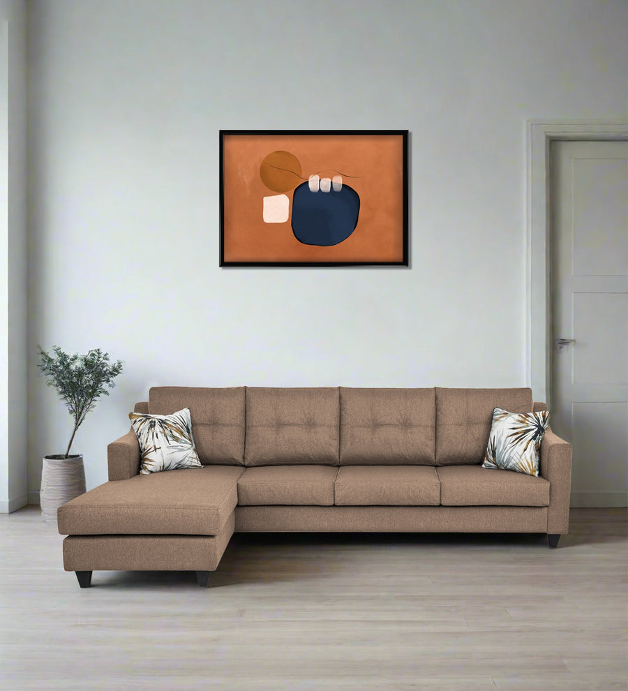 Welly  RHS  (3+Lounger) Fabric Sectional Sofa - Cookie Beige by Febonic Living
