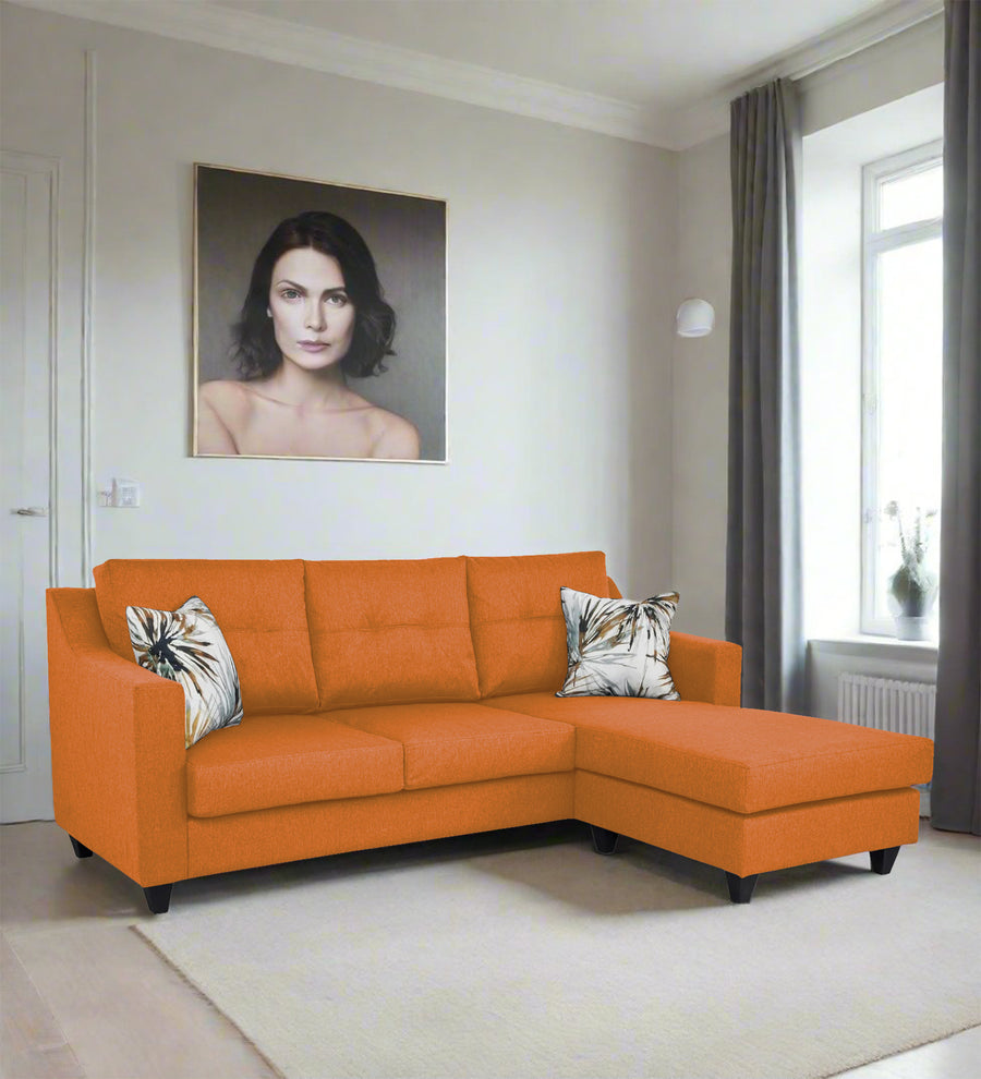 Welly  LHS  (2+Lounger) Fabric Sectional Sofa - Dark Orange by Febonic Living