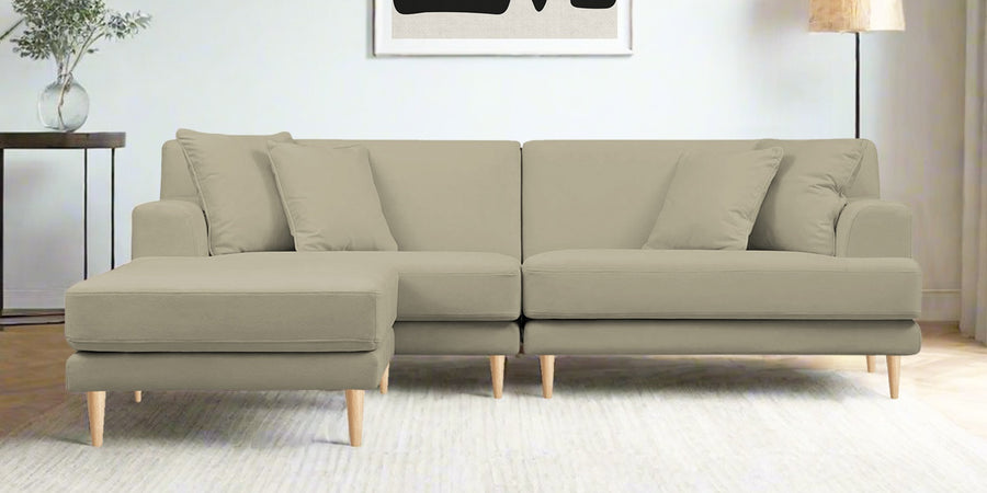 Woody Fabric Rhs Sectional Sofa 3 Lounger In Carnival Beige Colour - Febonic Living