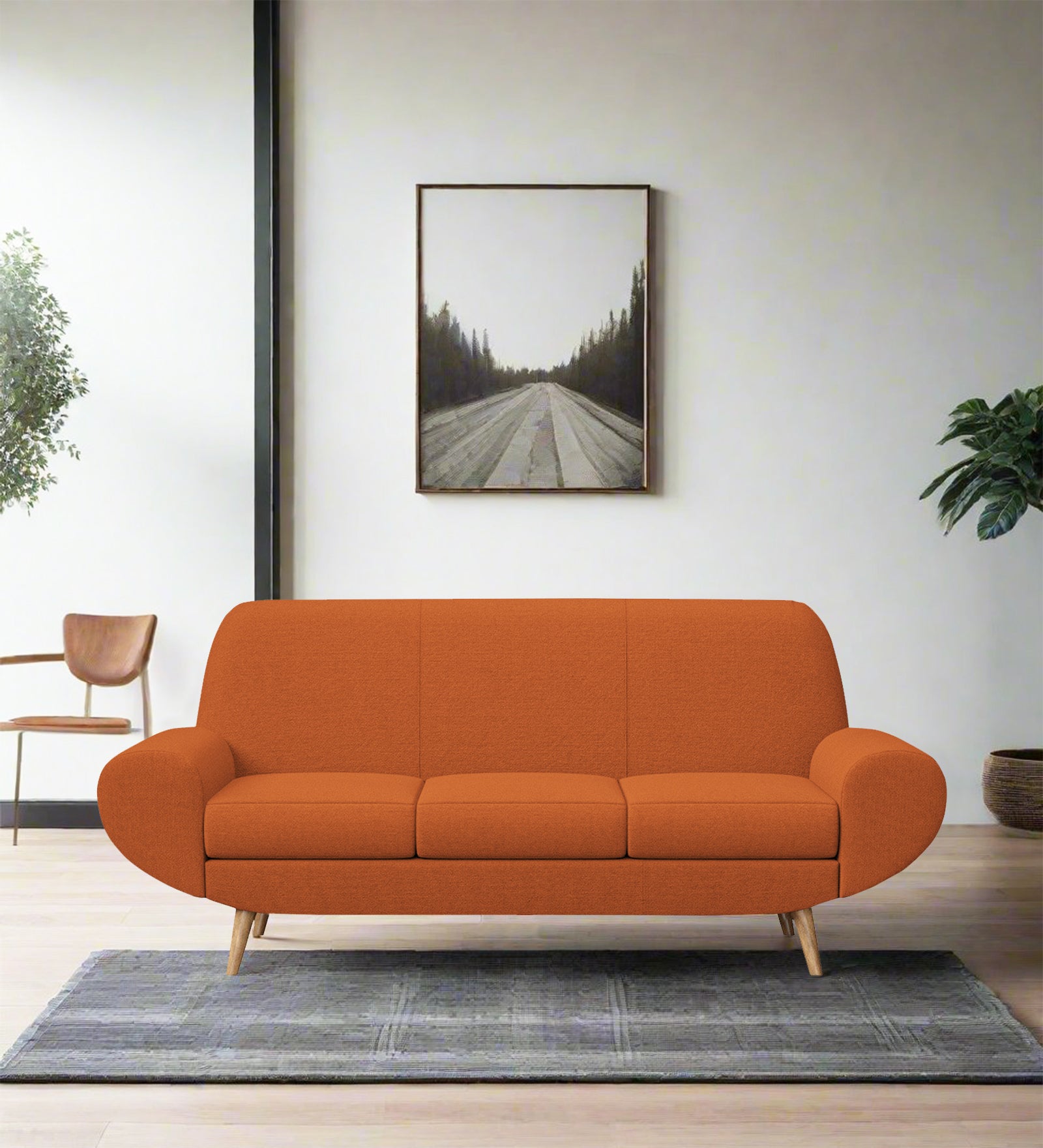 Jessy Fabric 3 Seater Sofa in Vivid Orange Colour