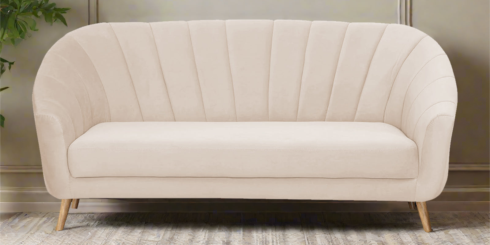 Kaylee Velvet 3 Seater Sofa In Camel Beige Colour - Febonic Living