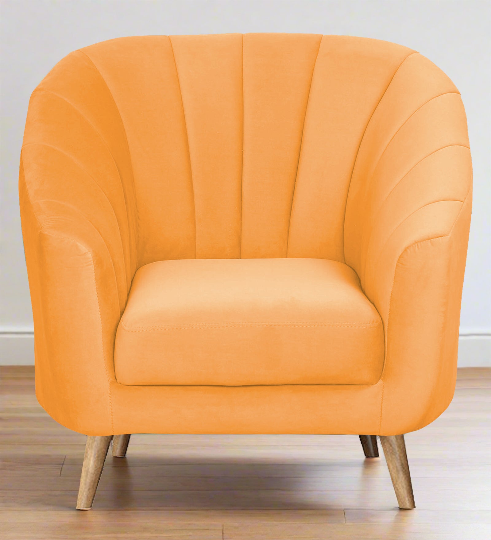 Nancy Velvet 1 Seater Sofa in Tangerine orange Colour