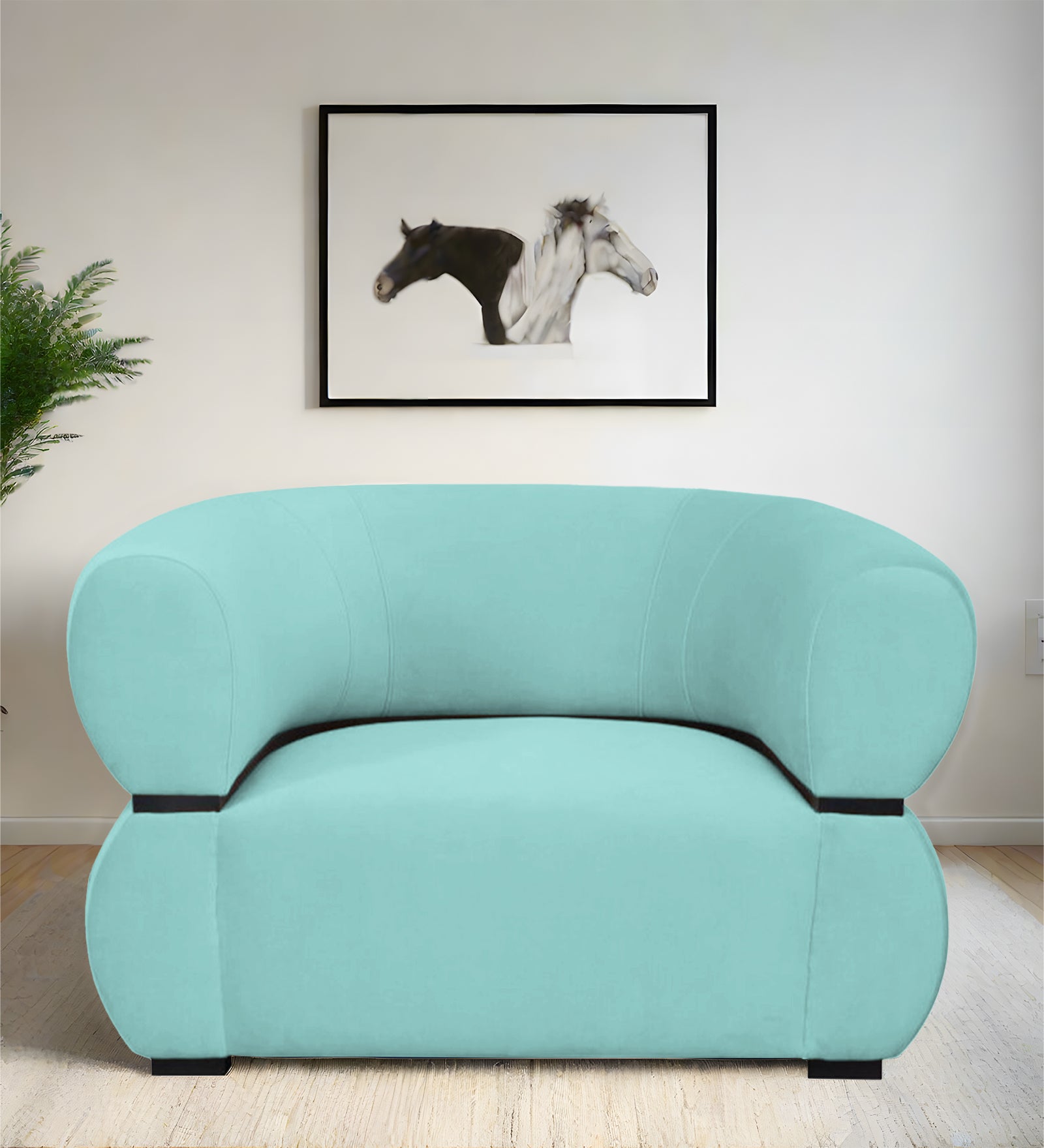 Kula Velvet 1 Seater Sofa In Barmunda Aqua Colour